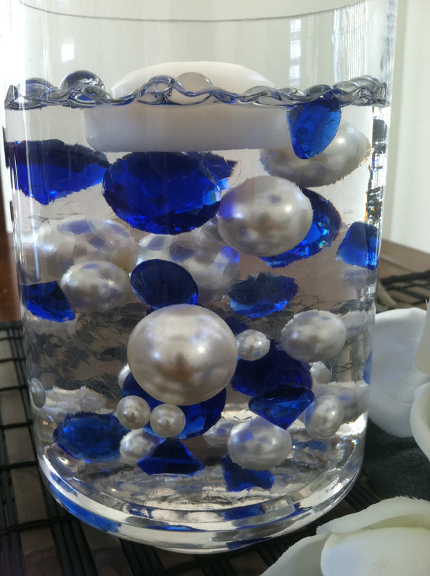 Floating Diamonds And Pearl Centerpiece, Vase Filler Gems, Table Scatters