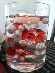 Floating Diamonds And Pearl Centerpiece, Vase Filler Gems, Table Scatters