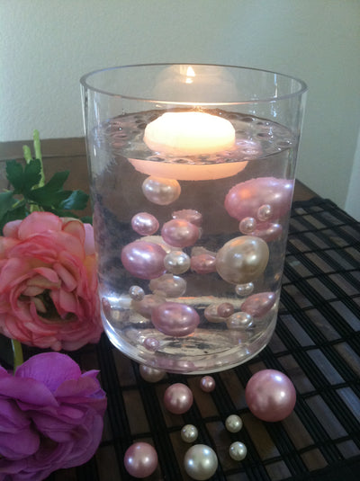 Light Pink/Ivory Floating Pearls Centerpiece, Vase Fillers, Table Scatters