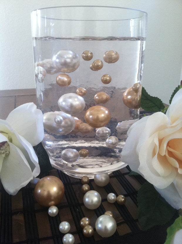 Champagne/White Jumbo Floating Pearls Centerpiece, Vase Fillers, Table Scatters