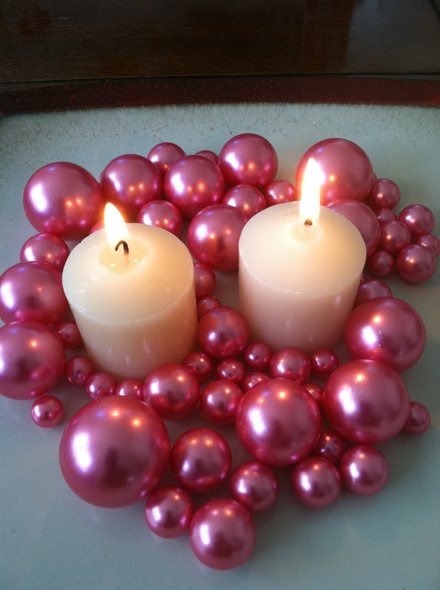 Hot Pink Pearls For Floating Pearl Centerpieces, Jumbo Pearls Vase Fillers, Scatters, Confetti