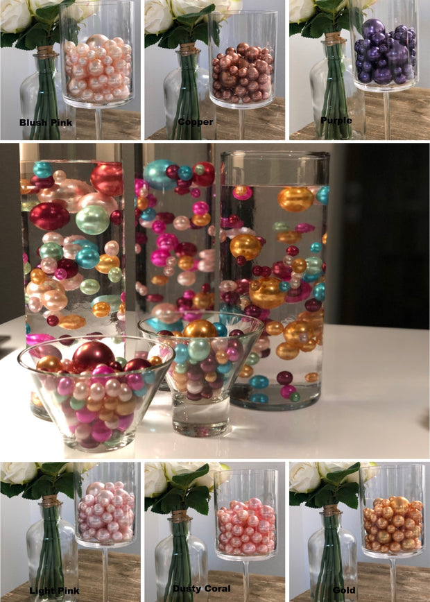 Floating Pearls Wedding Centerpiece No Hole Pearls (Select Color)