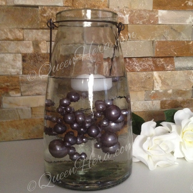 Floating Pearl Centerpiece-Smoke Gray Jumbo Pearls Vase Filler Pearls (no hole pearls) - Table Decors, Scatters