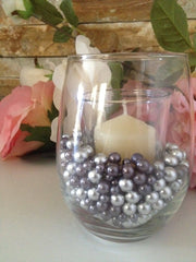 Gray/Silver Pearls 400pc For Candle Vase Fillers, Table Scatters, No Hole Pearls, Small Pearls