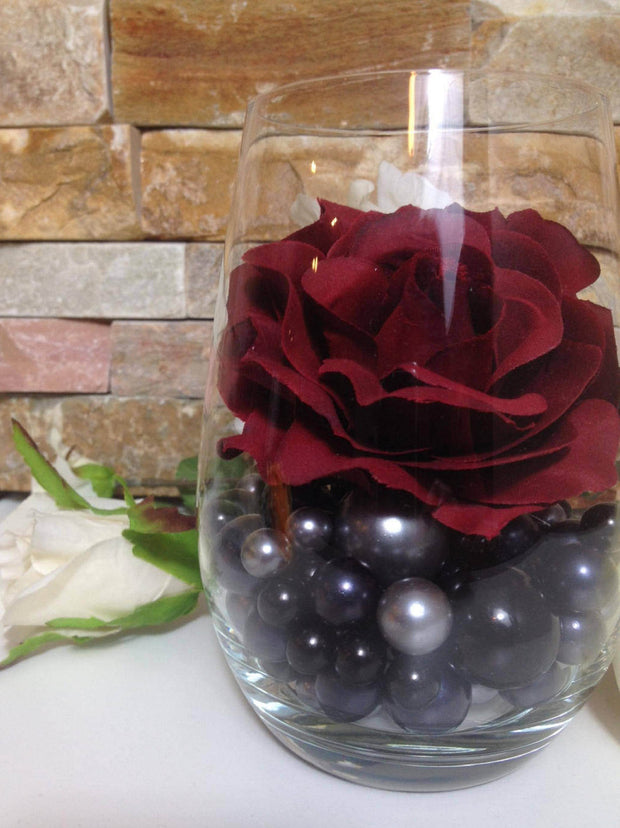 Black/Gray/Charcoal Pearls 80pc Mix, Jumbo Pearls Vase Fillers, Scatters, Floating Pearl Centerpiece. Wedding Pearl Centerpieces