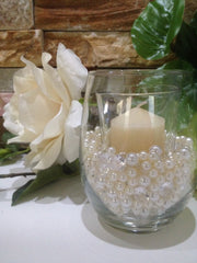 500 Pcs Pearls & Diamond Mixes Ivory/White, Clear Diamonds For Candle Votive Fillers, Table Scatter/Confetti and wedding decors