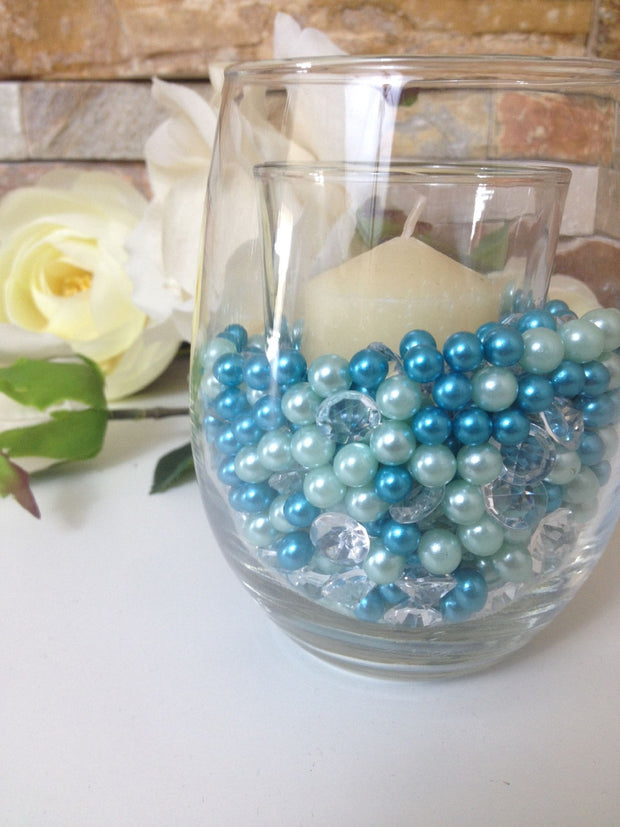 500 Pcs Diamonds & Pearls Confetti Mix, For Candle Votive Fillers, Table Scatter/Confetti and wedding decors, Custom Color Mix Pearls