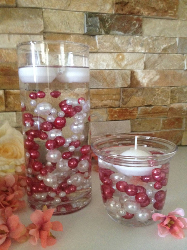 Unique Floating Pearls Decor 120pc Mauve (Dusty) Pink/White Pearls No Holes Mix Size, Pearl Vase Fillers, Wedding Decors