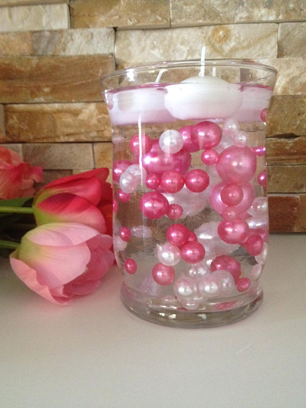 80pc Pink/White Floating Pearls Decors, Jumbo Pearls Vase Fillers, No Hole Pearls, Decorative Pearls, Pearls Confetti