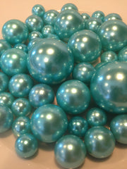 Aqua Blue Pearls -50pc, Decorative Jumbo Pearls Vase Fillers Table Scatters, Floating Pearl Centerpiece