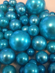 Teal Blue Pearls - No Holes Pearls(8-10-14-18-24-30mm) Decorative Vase Fillers, DIY Floating Pearls Centerpiece