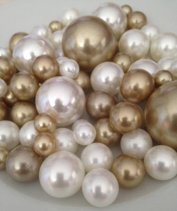 Decorative Jumbo Pearls Vase Fillers- Champagne/ivory Mix Size, Table Scatters, Floating Pearl Centerpiece