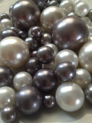 Gray/White Pearls, No Hole Pearls Vase Filler Mix, Table Scatters, Floating Pearl Centerpiece