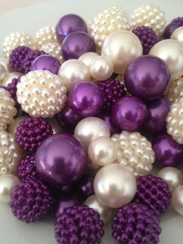 Purple and Ivory Berry Beads & Pearls For Decorating