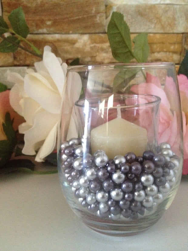 Gray/Silver Pearls 400pc For Candle Vase Fillers, Table Scatters, No Hole Pearls, Small Pearls