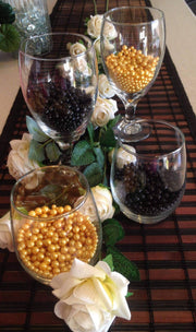 Gold/Black Pearls 400pc For Candle Vase Fillers, Table Scatters, No Hole Pearls, Small Pearls