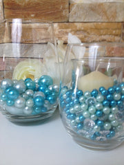 Teal/Light Blue Pearls 80/500pc Mix, Jumbo Pearls Vase Fillers, Diamonds/Pearls Confetti, Floating Pearl Centerpieces, Wedding Pearl Decor