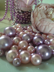 Lavendar/Baby Pink Pearls, No Hole Pearls, Decorative Jumbo Pearls Vase Fillers Table Scatters, DIY Floating Pearl Centerpiece-60pc mix