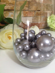 Silver-Gray Jumbo Pearls, Vase Fillers Pearls, Floating Pearl Centerpiece, No Hole Pearls, Wedding Pearl Gems