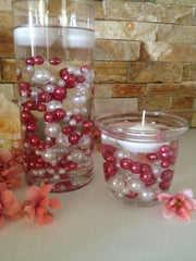 Unique Floating Pearls Decor 120pc Mauve (Dusty) Pink/White Pearls No Holes Mix Size, Pearl Vase Fillers, Wedding Decors