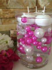 80pc Magenta/White Pearls, Floating Pearls Decors, Jumbo Pearls Vase Fillers, No Hole Pearls, Decorative Pearls, Pearls Confetti
