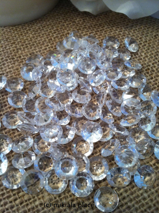 500 Clear Acrylic Diamond Confetti 8mm for Wedding Decoration Table Scatters, Candle Vase Fillers