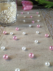 Light Pink and White Vintage Table Pearl Scatters For Baby Shower, Bridal and Wedding, Parties, Special Events Decor