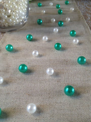 Shamrock Green and White Vintage Table Pearl Scatters For St. Patrick's and Holiday , Wedding, Parties, Special Events Decor