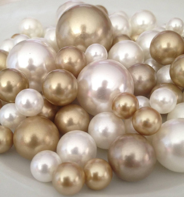 Decorative Jumbo Pearls Vase Fillers- Champagne/ivory Mix Size, Table Scatters, Floating Pearl Centerpiece