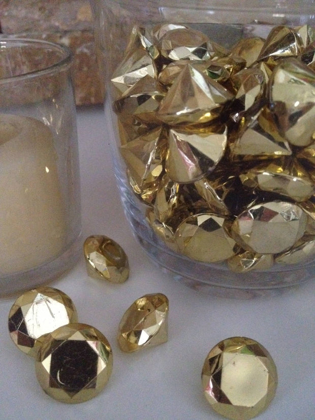 100 Gold Diamonds 19mm for Wedding Decoration Table Scatters