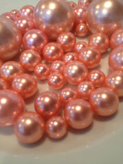 Coral Pink Pearls -80pc, Decorative Jumbo Pearls Vase Fillers Table Scatters, Floating Pearl Centerpiece, No Hole Pearls