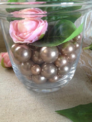 Champagne Bronze Pearls 90pc, No Hole Pearls Vase Fillers, Table Scatters, Floating Pearl Centerpiece