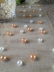 Light Peach and White Vintage Table Pearl Scatters For Baby Shower, Bridal and Wedding, Parties, Special Events Decor