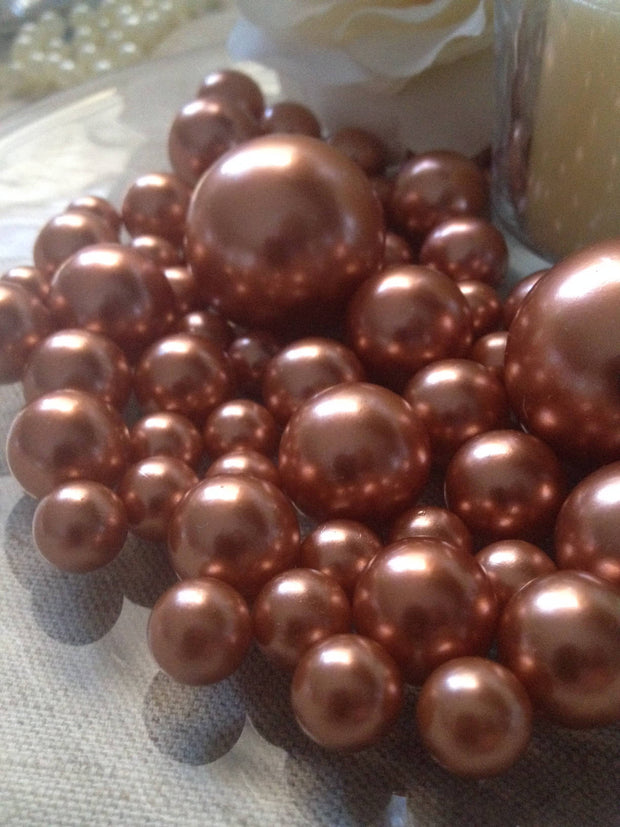 Burnt Copper Orange Decorative Jumbo Pearls (no hole pearls) - Floating Pearls Centerpieces, Table Decors, Scatters