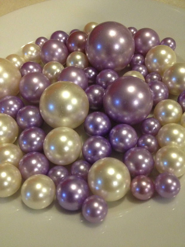 Lavendar/Ivory Decorative Jumbo Pearls Vase Filler Mix, Table Scatters, Floating Pearl Centerpiece