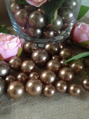 Champagne Bronze Pearls 90pc, No Hole Pearls Vase Fillers, Table Scatters, Floating Pearl Centerpiece