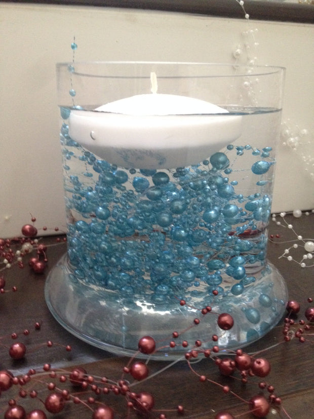 Teal Pearl Beaded Garland, Beaded Pearl Garland 5ft - Great for candle wreaths, add water to make floating pearl garland