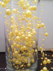 Gold Pearl Beaded Garland, Beaded Pearl Garland 5ft - Great for candle wreaths, add water to make floating pearl garland