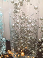 Gray Pearl Beaded Garland, Beaded Pearl Garland 5ft - Great for candle wreaths, add water to make floating pearl garland