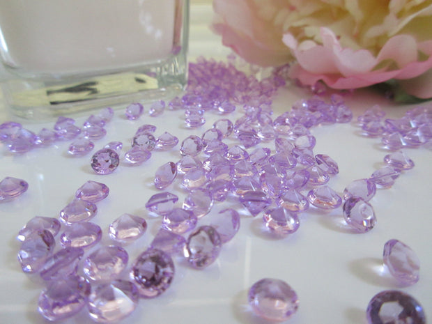 6mm Lavendar Acrylic Diamond Table Confetti Scatters, Perfect way to add sparkles to table, Vases Great For Wedding decors