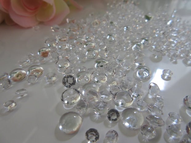 3000 Mixed Size Acrylic Diamond Gems, Raindrop beads Vase Fillers Table Scatters, Table Confetti (4.5mm, 6mm, 7mm)