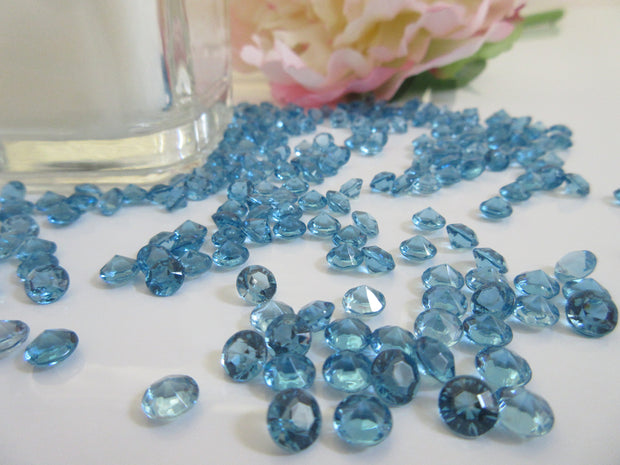 6mm/1000/pk Teal Blue Diamond Table Scatters, Diamond Confetti, Perfect way to add sparkles to table, Vase Fillers,
