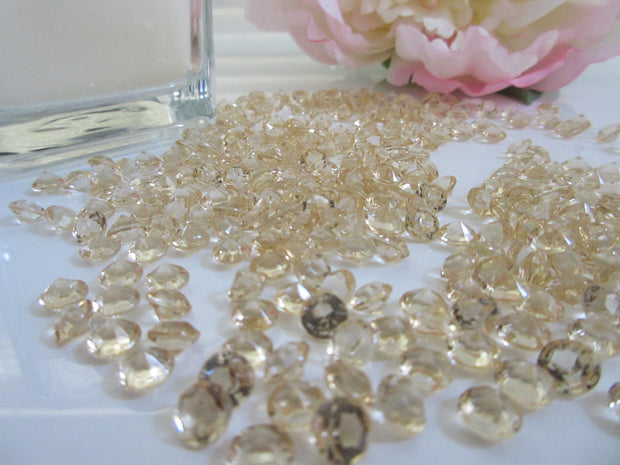 6mm Champagne Diamond Table Scatters, Diamond Confetti, 1000/pk Perfect way to add sparkles to table, Vase Fillers,