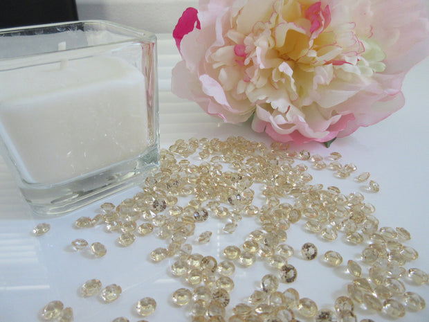 6mm Champagne Diamond Table Scatters, Diamond Confetti, 1000/pk Perfect way to add sparkles to table, Vase Fillers,
