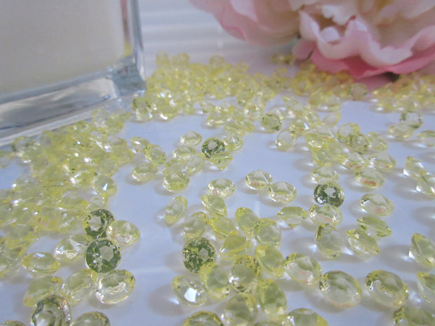 6mm Lemon Yellow Acrylic Diamond Table Scatters, Diamond Confetti, 1000/pk Perfect way to add sparkles to table, Vase Fillers,