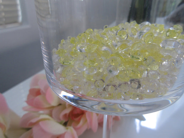 Raindrop beads Vase Fillers Table Scatters, Lemon Yellow/Clear Acrylic Diamond Gems, 3000pcs/Mix Size (4.5mm, 6mm, 7mm)