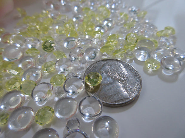 3000 Mixed Size Lemon Yellow/Clear Acrylic Diamond Gems, Raindrop beads Vase Fillers Table Scatters(4.5mm, 6mm, 7mm)