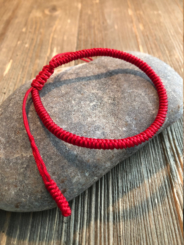 Lucky String Bracelet, Tibetan Lucky Knots Bracelet - Red For Courage And Passion, Protection