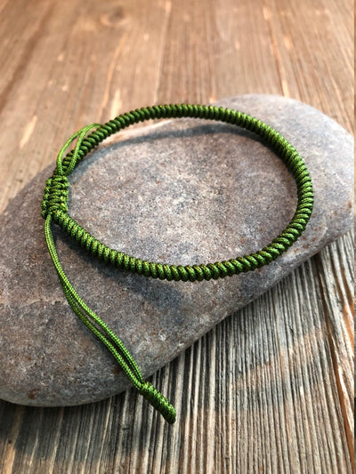 Lucky String Bracelet, Tibetan Buddhist Lucky Knots Bracelet - Green For Health Prosperity Harmony