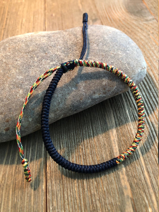 Lucky Knot Bracelet, Tibetan Buddhist Lucky Knots Bracelet Navy Blue/Colorful For Joy Creativity Patience